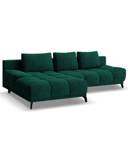 Canapé d'angle Gauche Convertible avec Coffre Cirrus 5 Places vert bouteille - 290x182x90 cm